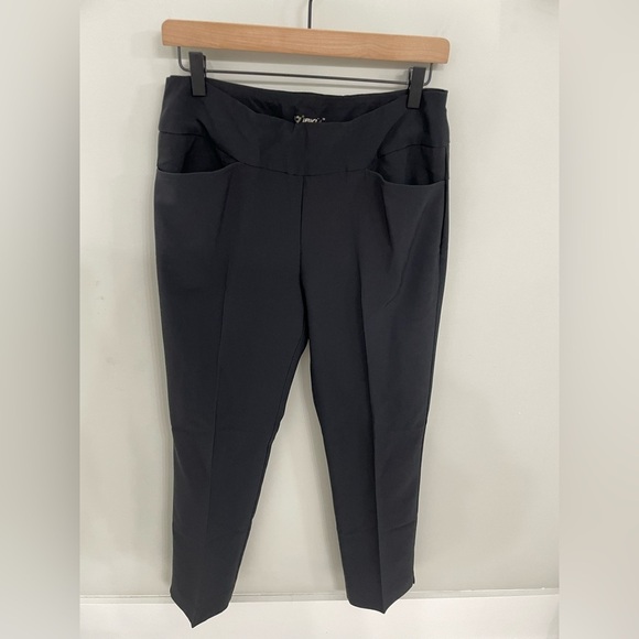 Ibkul Black Ankle Pants Sz 8 Stretch Athletic Golf Travel Office Performance 18 - Picture 2 of 5